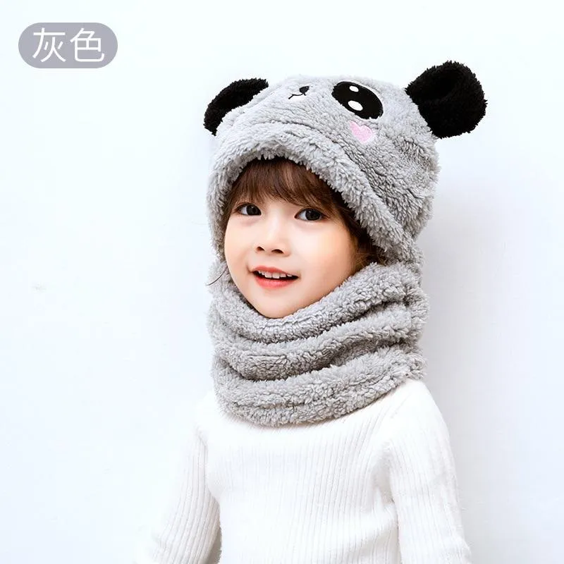 Unisex Kids Winter Fleece Cartoon Hat Scarf