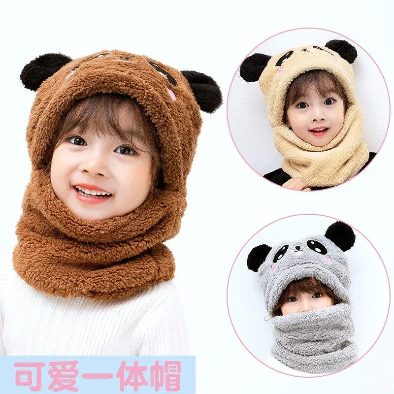 Unisex Kids Winter Fleece Cartoon Hat Scarf