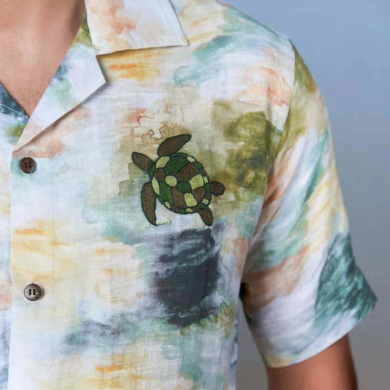 Unisex Linen Shirt | Hand Embroidered | Multicolour