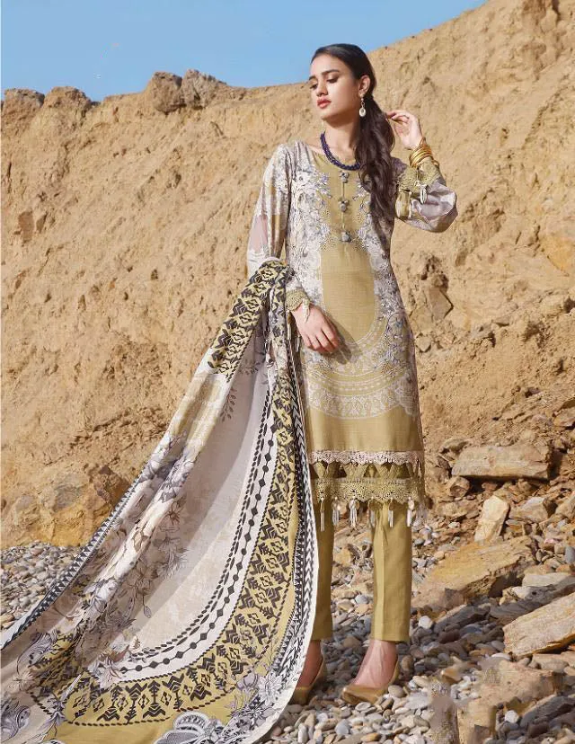 Unstitched Brown Ayesha Zara Pakistani Style Salwar Suits