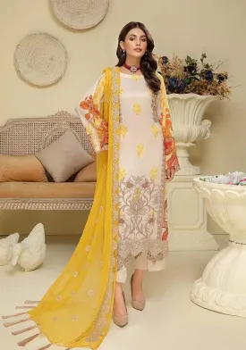 Unstitched White Cotton Pakistani Style Suits Dress Material