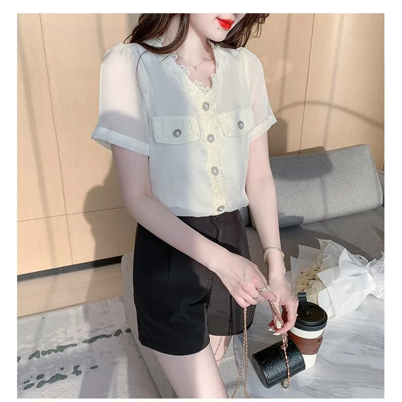 V-Neck Fairy Chiffon Blouse