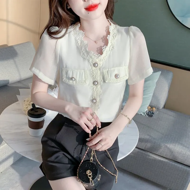 V-Neck Fairy Chiffon Blouse