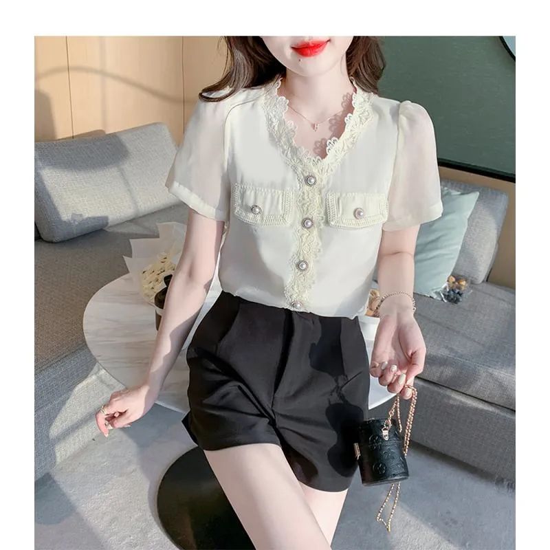 V-Neck Fairy Chiffon Blouse