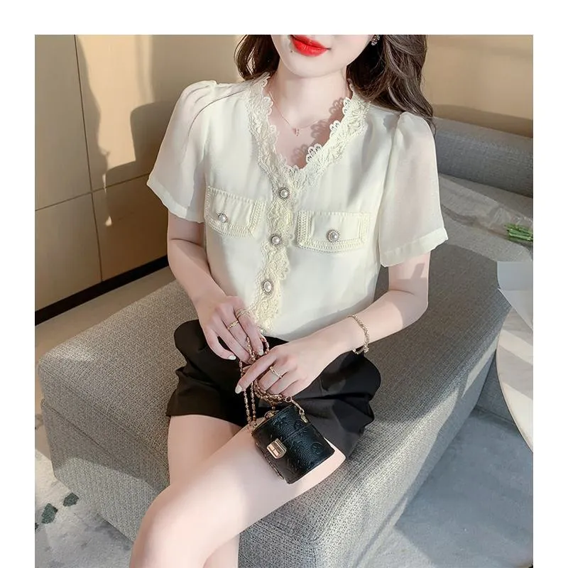 V-Neck Fairy Chiffon Blouse