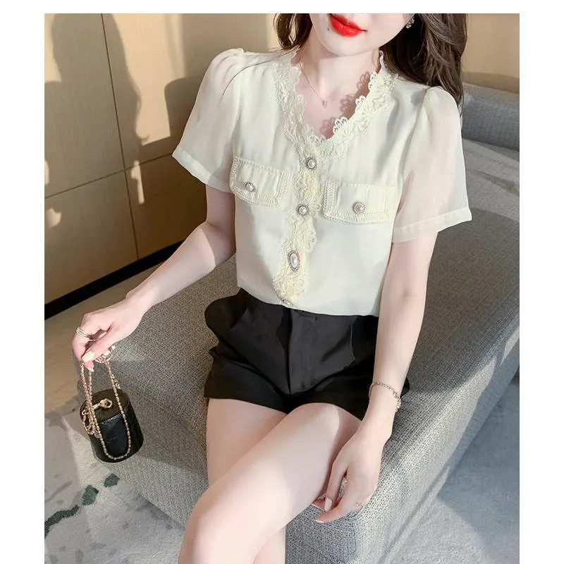 V-Neck Fairy Chiffon Blouse