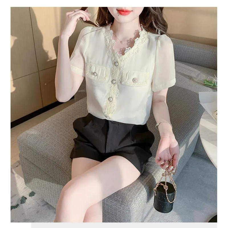 V-Neck Fairy Chiffon Blouse