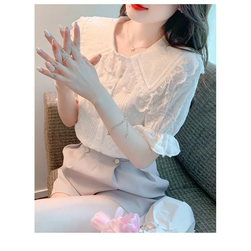 V-Neck Lace Blouse