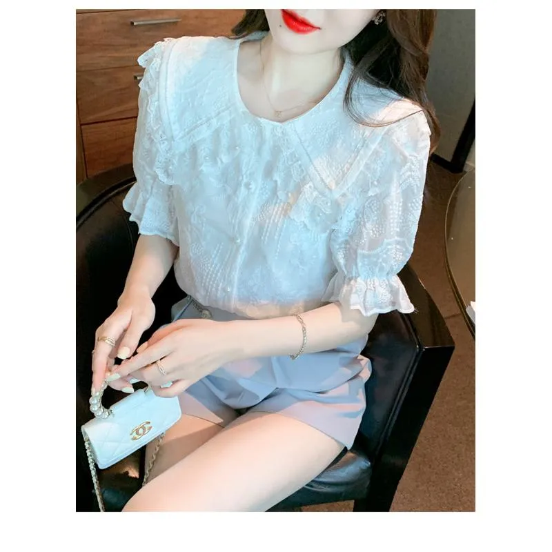 V-Neck Lace Blouse