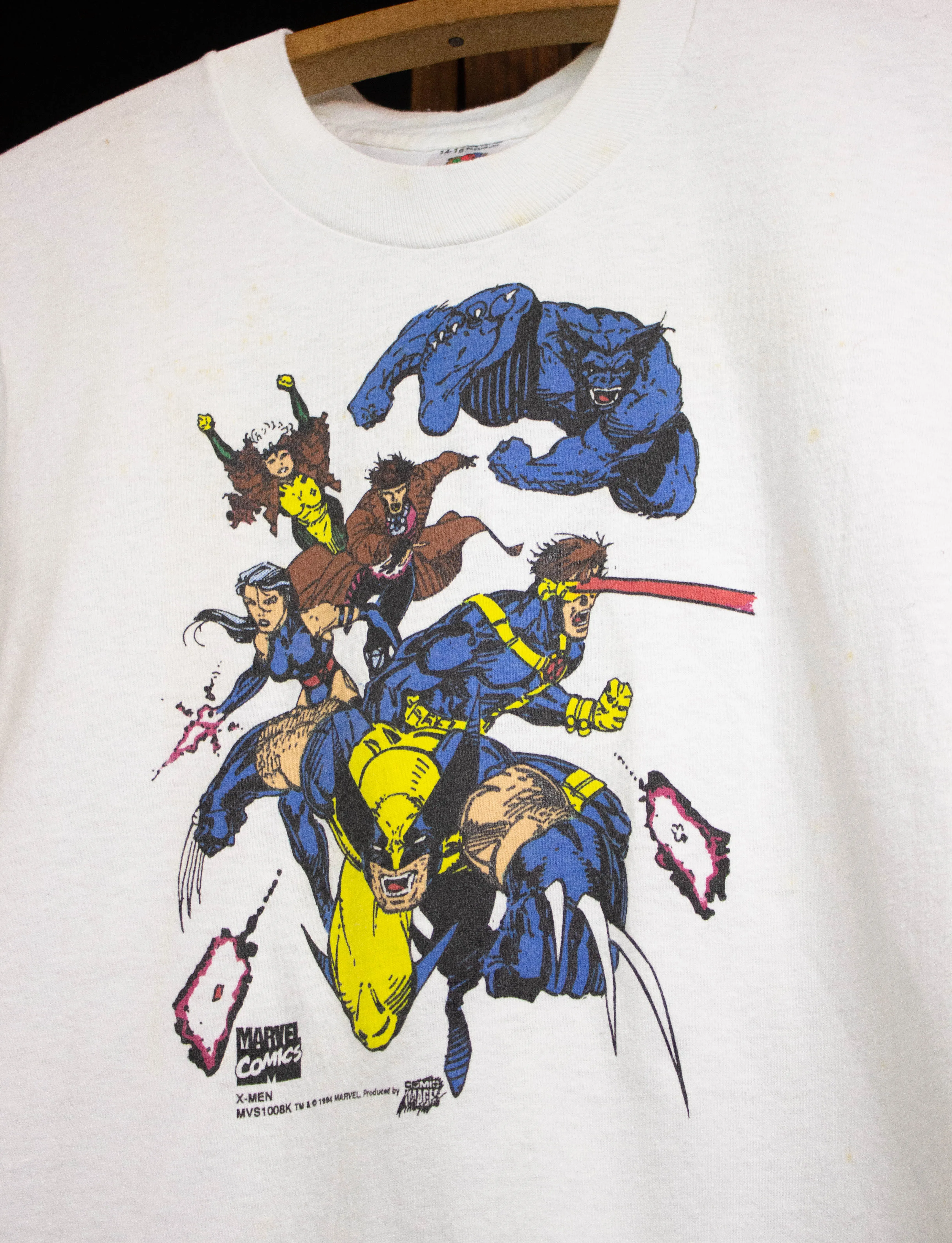 Vintage 1994 X-Men Animated Series Graphic T Shirt White Small