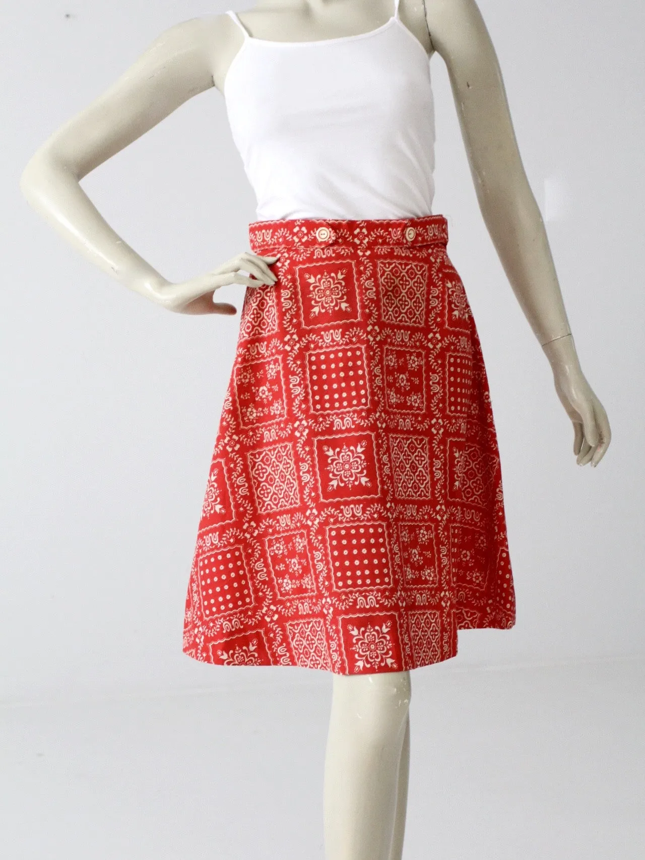 vintage 70s bandana print mini skirt