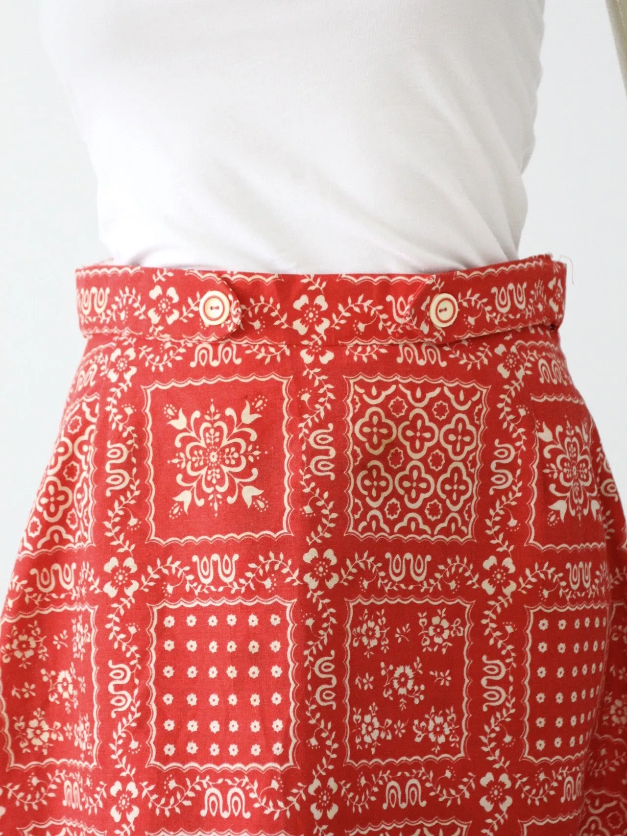 vintage 70s bandana print mini skirt