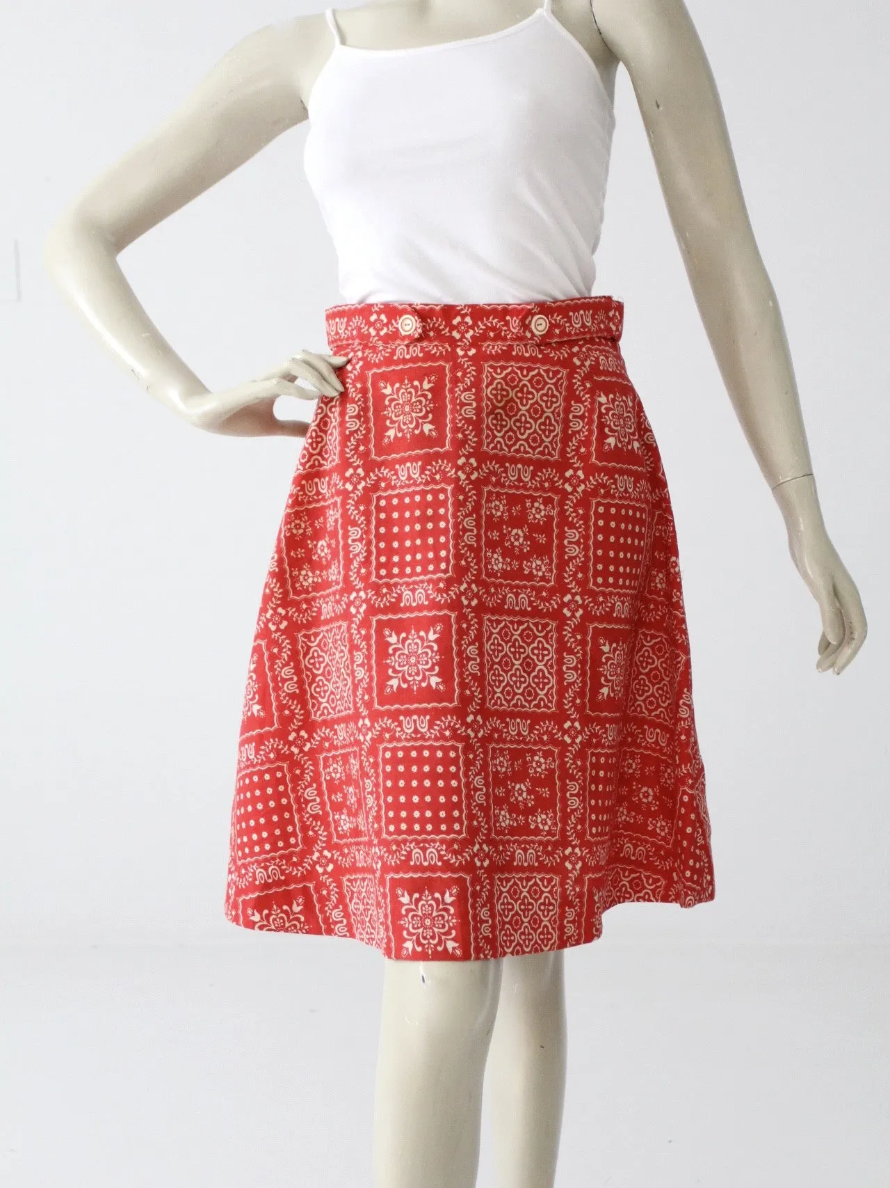 vintage 70s bandana print mini skirt