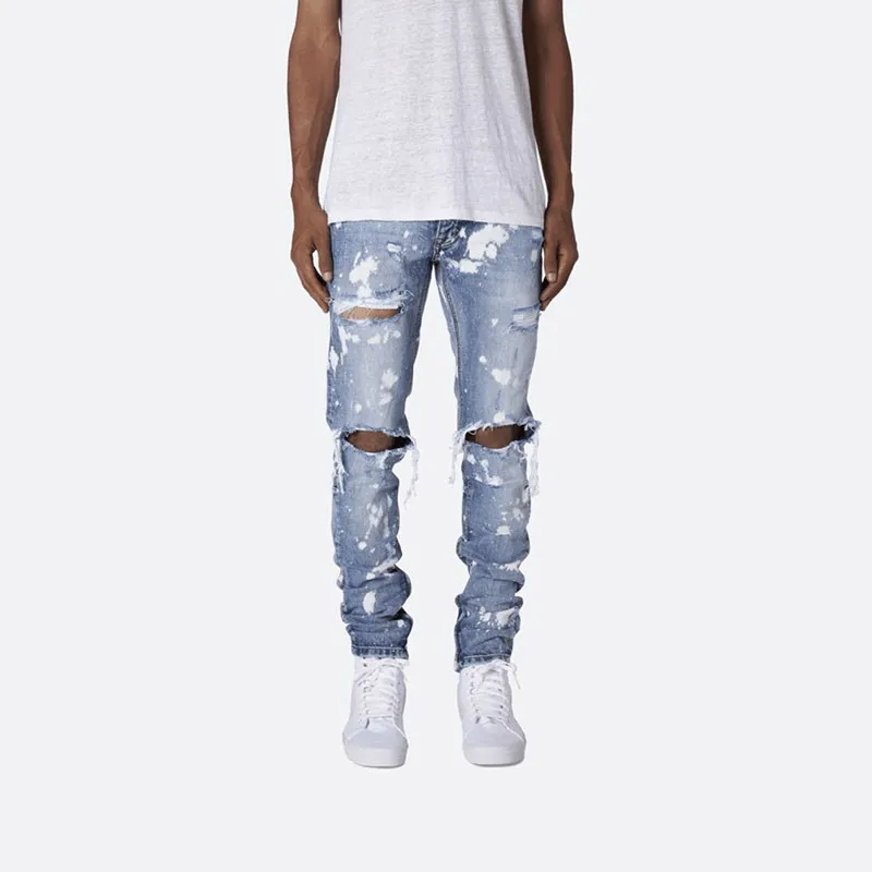 Vintage Ripped Painted Slim Fit Jeans