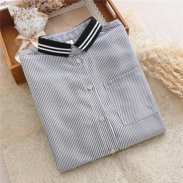 White Blouse Women Work Wear Button Up Lace Turn Down Collar Long Sleeve Cotton Top Shirt Plus Size S-XXL blusas feminina T56302