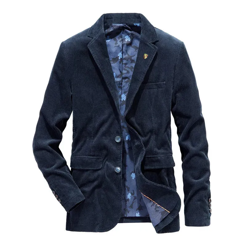 Wiaofellas  -  Corduroy Men's Casual Blazer New Fashion Male Fit Slim Jackets And Coats Men Blazer Outwear Suit Vetement Homme  MY155