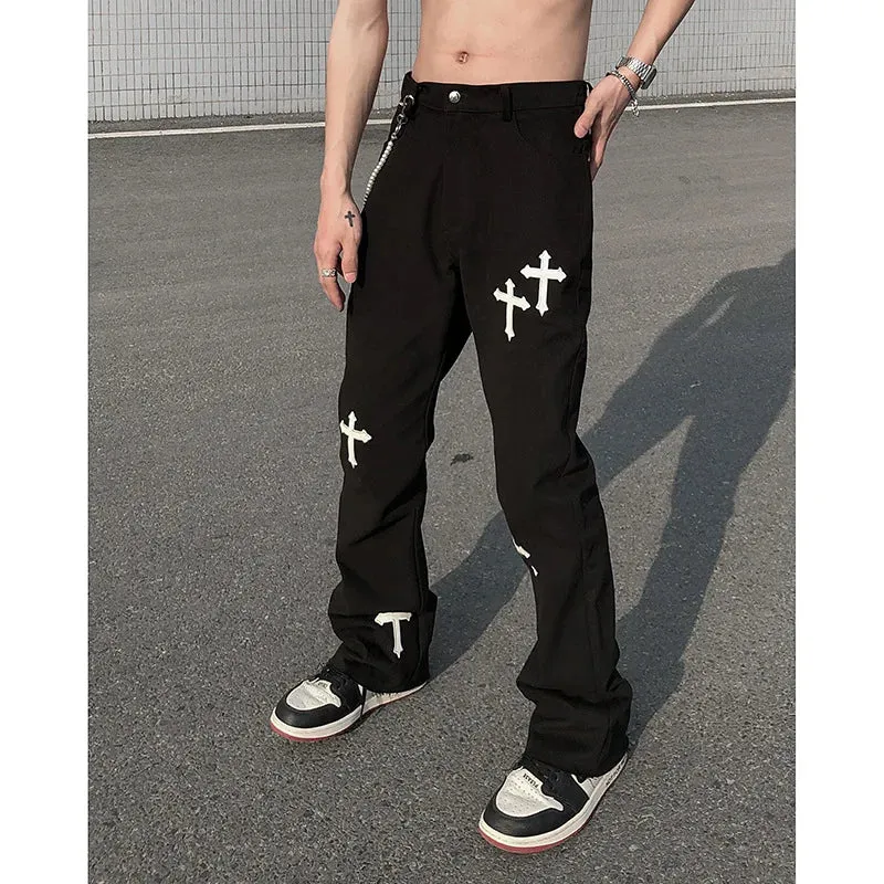 Wiaofellas  -  Jeans For Men Loose Casual Pants Streetwear Jeans Black Jeans Printed Jeans High Jeans Pants Graffiti White Denim Jeans Mens