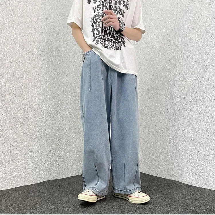 Wiaofellas  -  Men Wide Leg Jeans Loose Straight Baggy Denim Pant Men's Women's Streetwear Skateboard Pants Oversized Hip Hop Casual Trousers