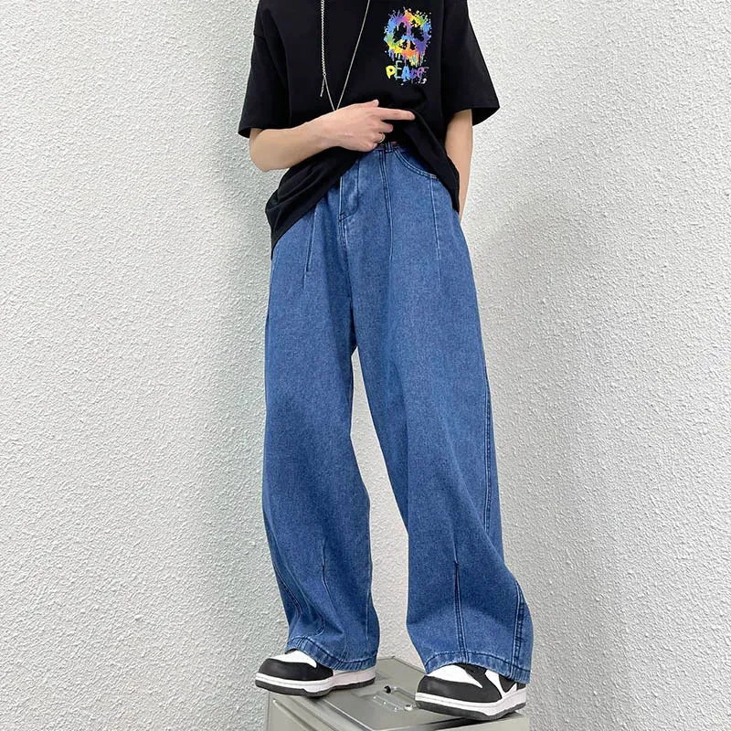 Wiaofellas  -  Men Wide Leg Jeans Loose Straight Baggy Denim Pant Men's Women's Streetwear Skateboard Pants Oversized Hip Hop Casual Trousers