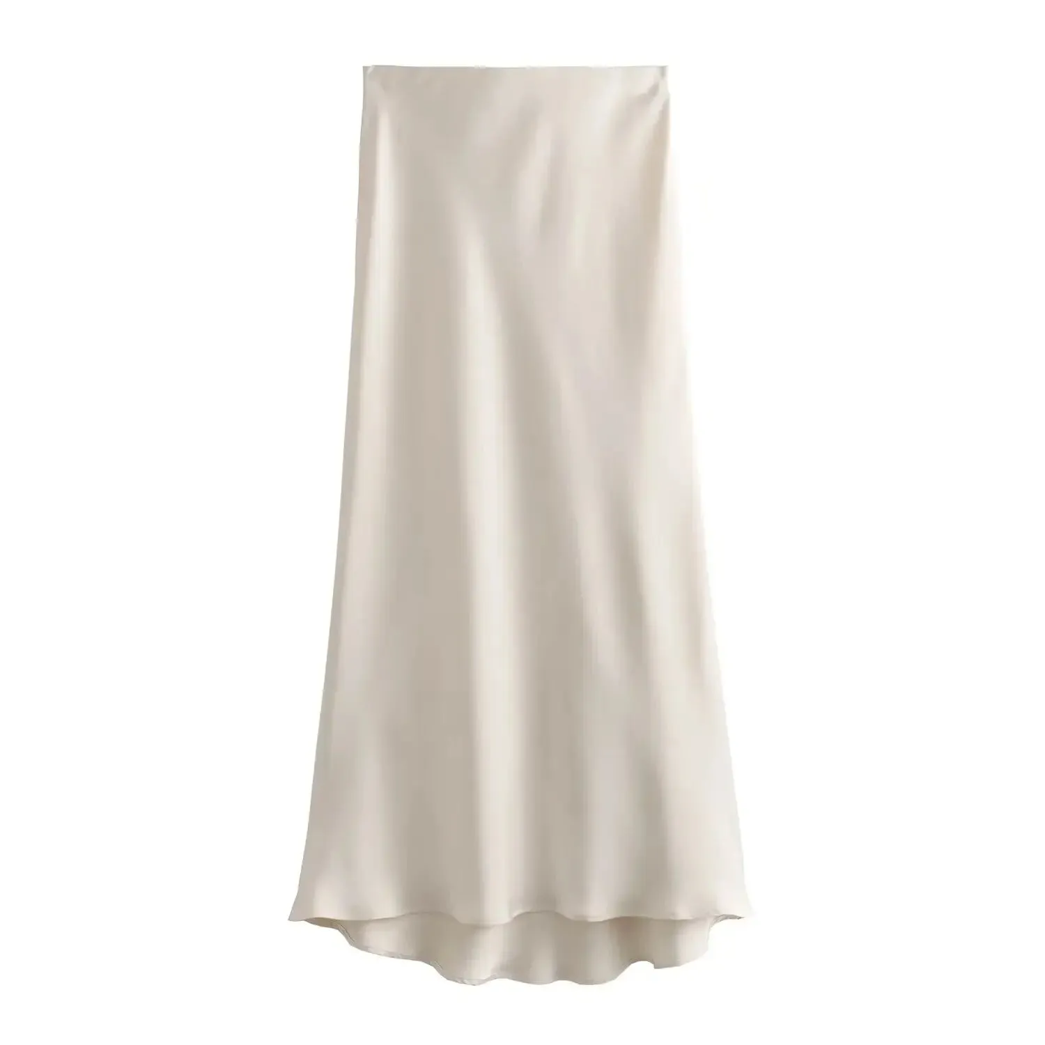 Women Fashion Satin Solid Pleated Midi Skirt Vintage Mid Elastic Waist Female Chic Lady Skirts