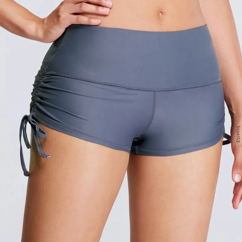 Yoga High-Waisted Tie Tight-Fitting Elasticity Fitness Capable Sports Shorts